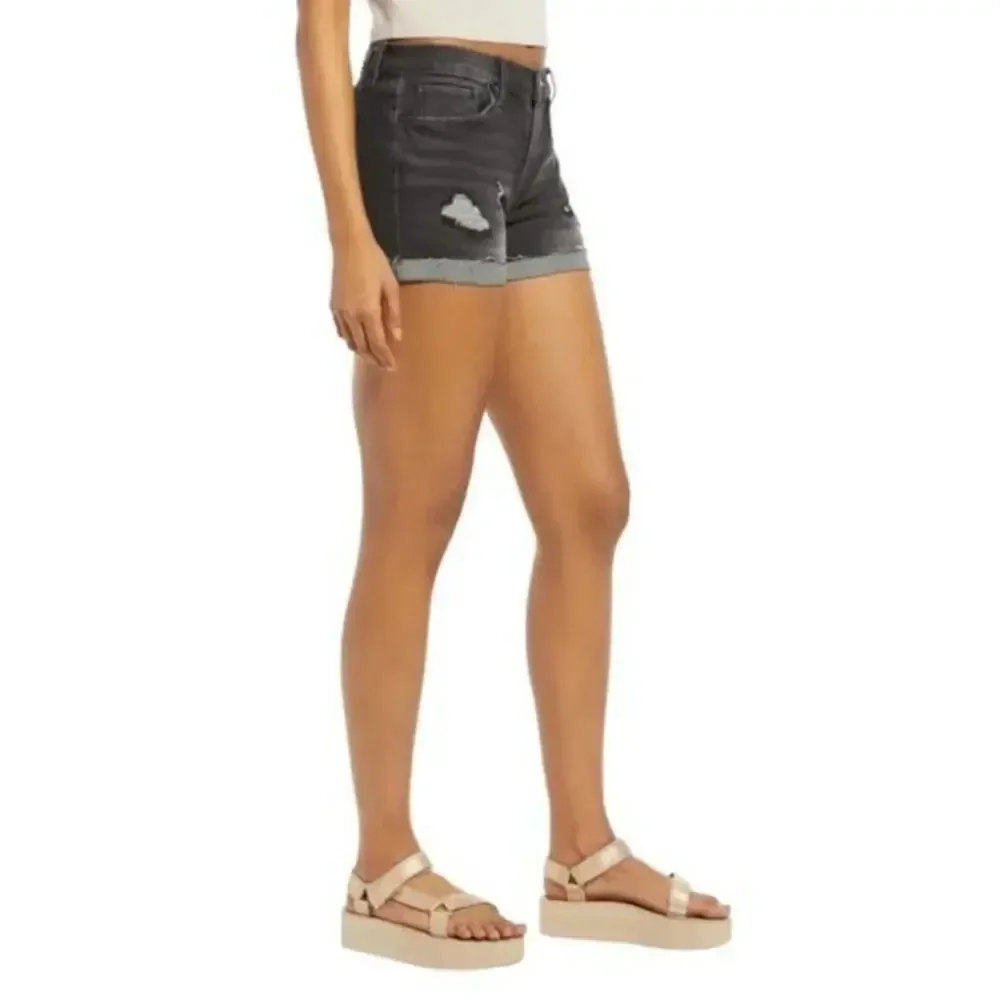 BLANKNYC The Fulton Roll Up Black Denim Shorts Size 27 New w/ Tag MSRP $68